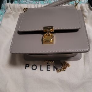 Gray Leather Crossbody Bag